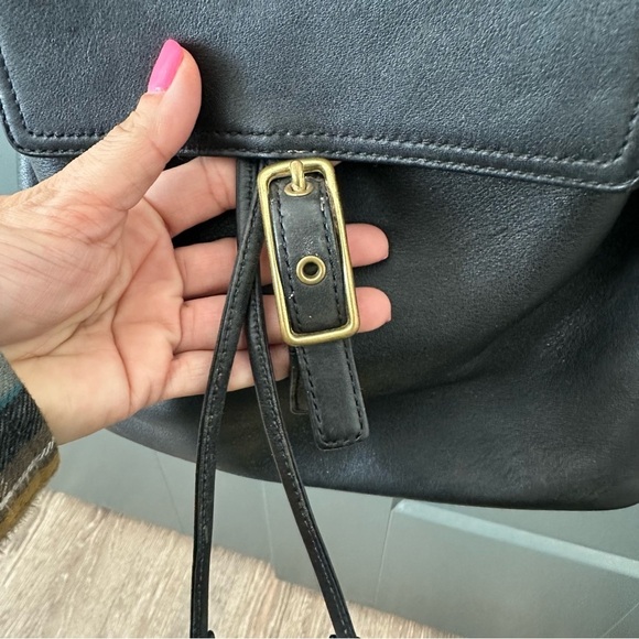 Coach Vintage leather drawstring medium sized backpack. Travel, dark academia main image 15